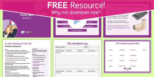 Free St John Ambulance First Aid Bleeding Lesson Pack
