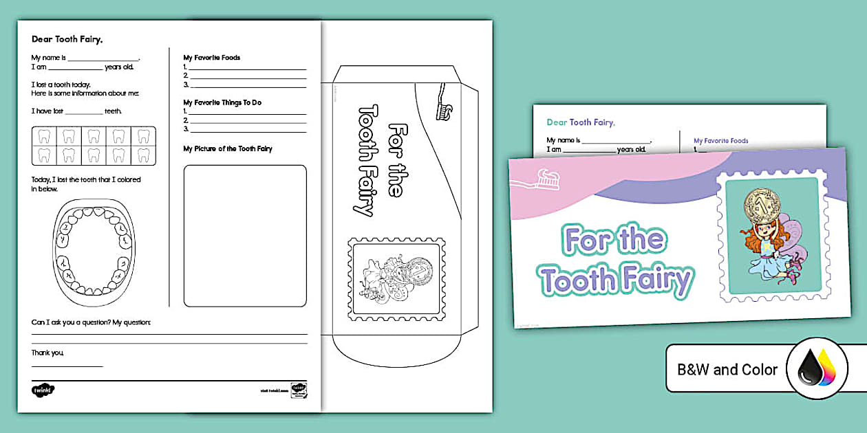 Letter to the Tooth Fairy Printable Template (teacher made)