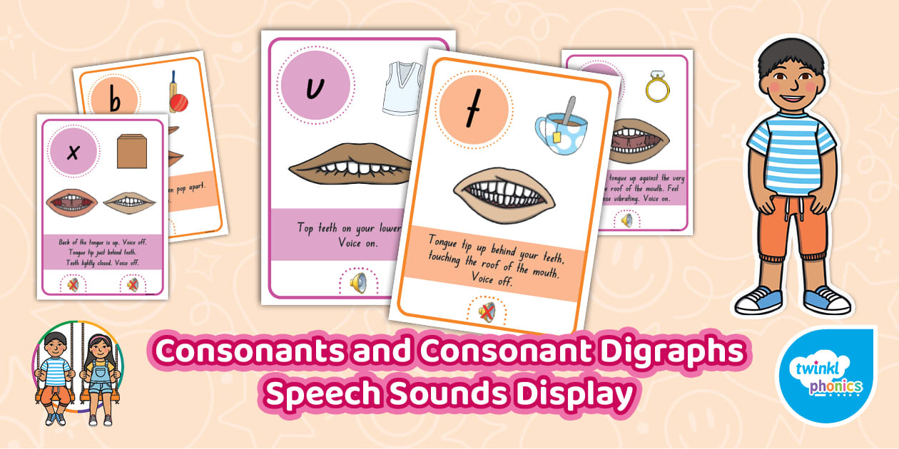 Consonant and Consonant Digraphs Speech Sounds Display