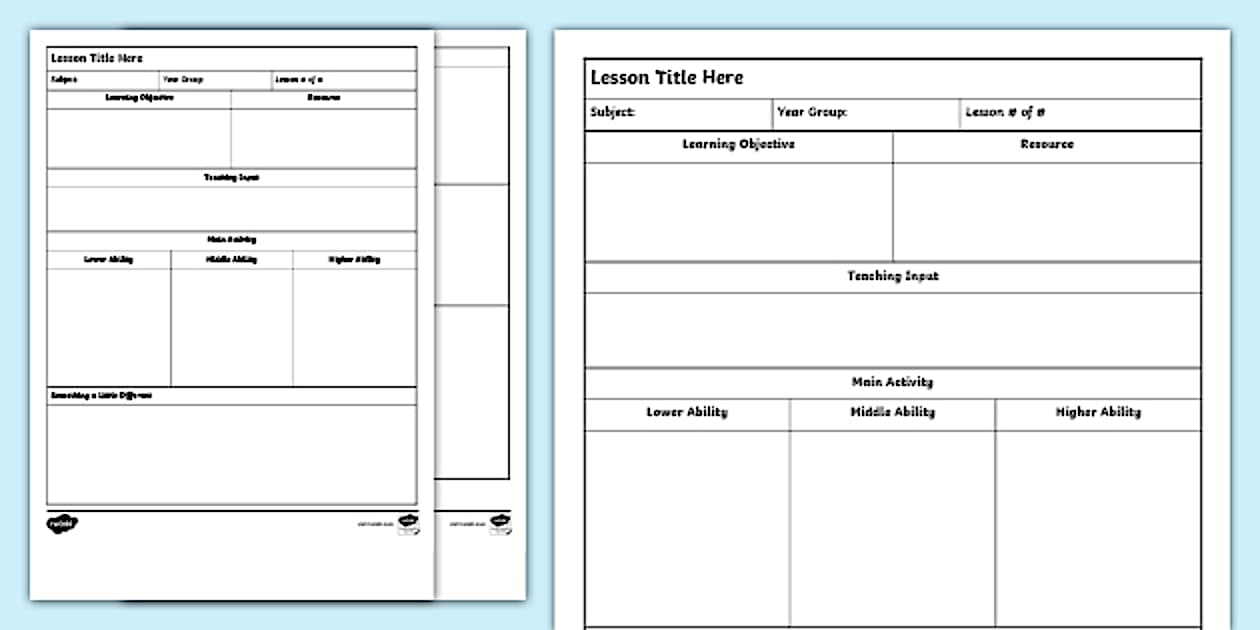Activity Lesson Plan Template UK - Teaching Reosurces