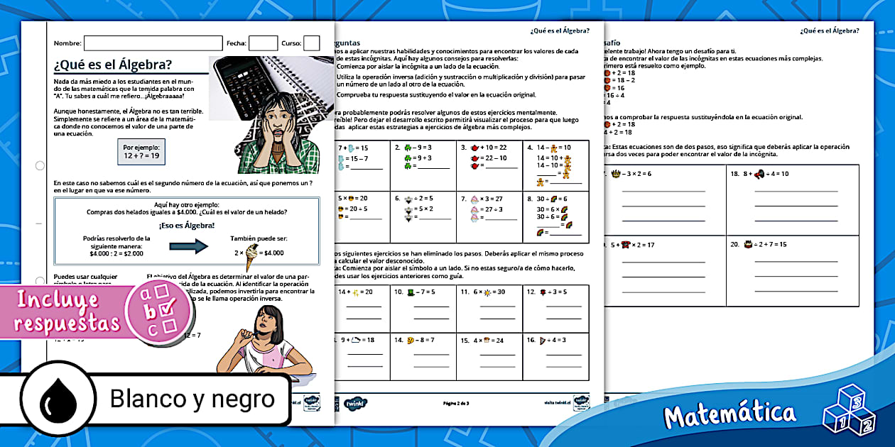 Álgebra | Guía de Trabajo | Resolver Ecuaciones | 7° básico