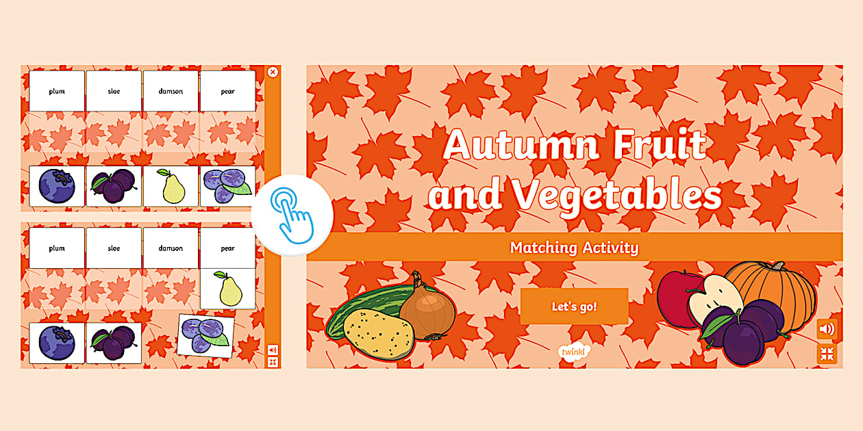 Autumn Fruit and Vegetables Interactive Matching - Twinkl