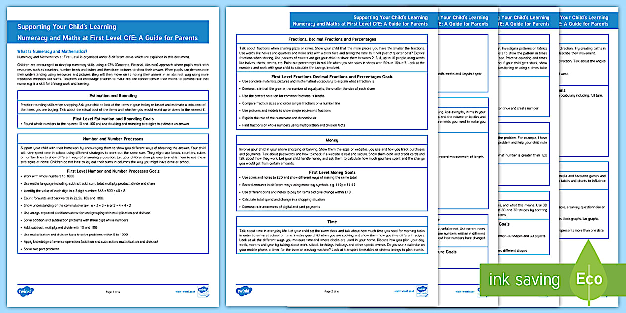 Supporting Your Child's Learning in First Level Numeracy and Maths Adult