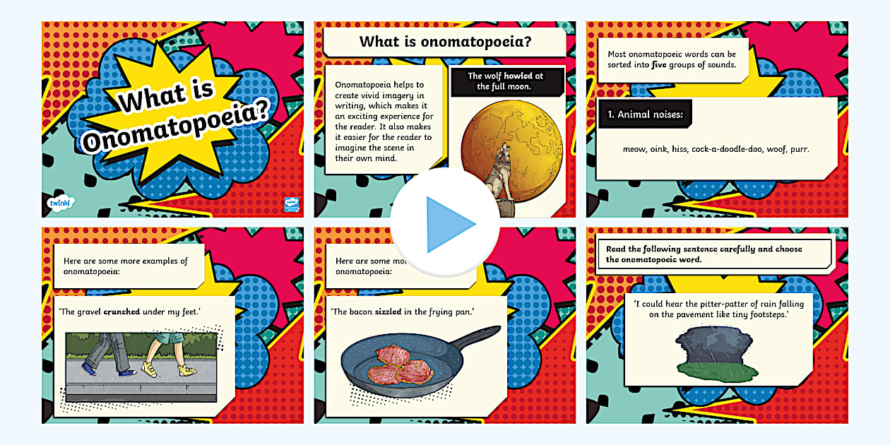 What is onomatopoeia powerpoint teacher made twinkl