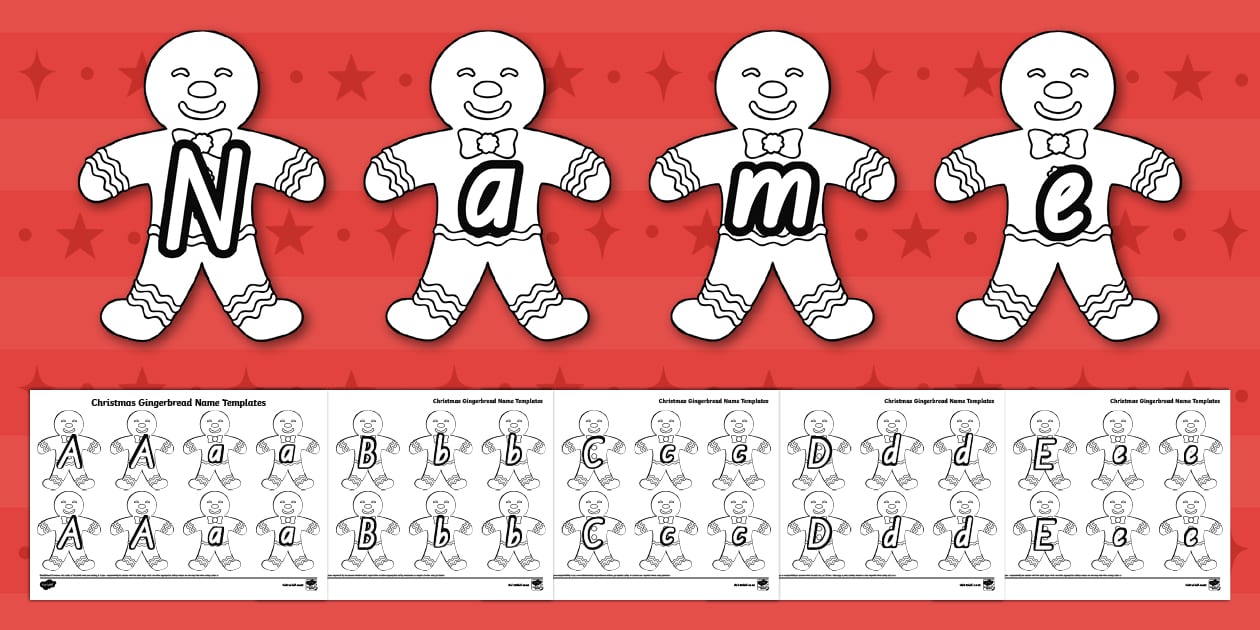Christmas Gingerbread Name Templates Twinkl