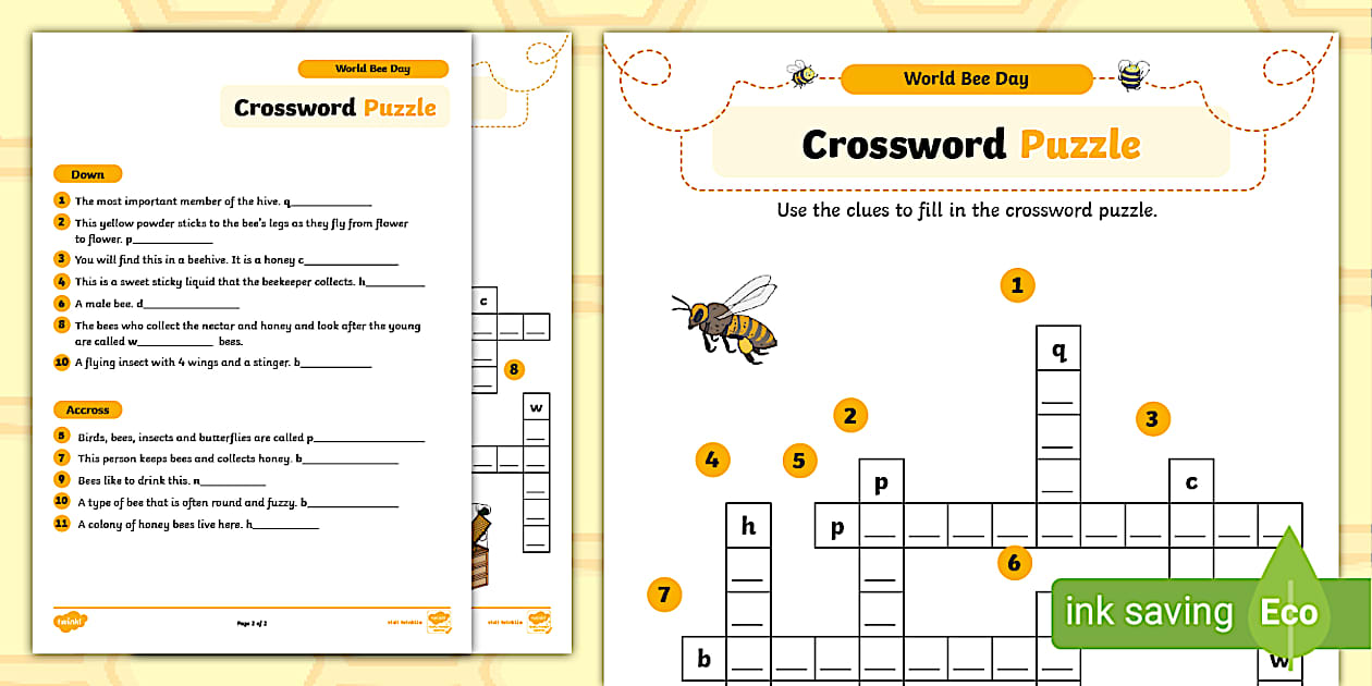World Bee Day Crossword Puzzle (Hecho por educadores)