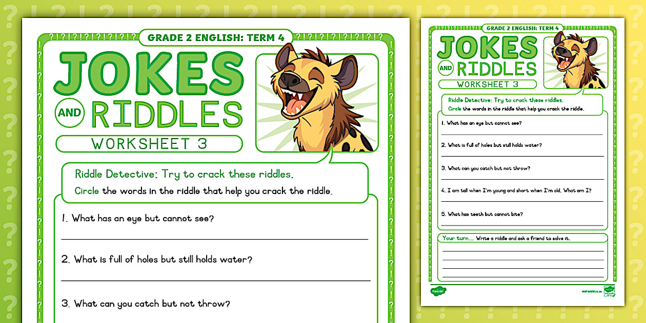 Grade 2 English Term 4 Jokes and Riddles Worksheet 3 (CAPS)