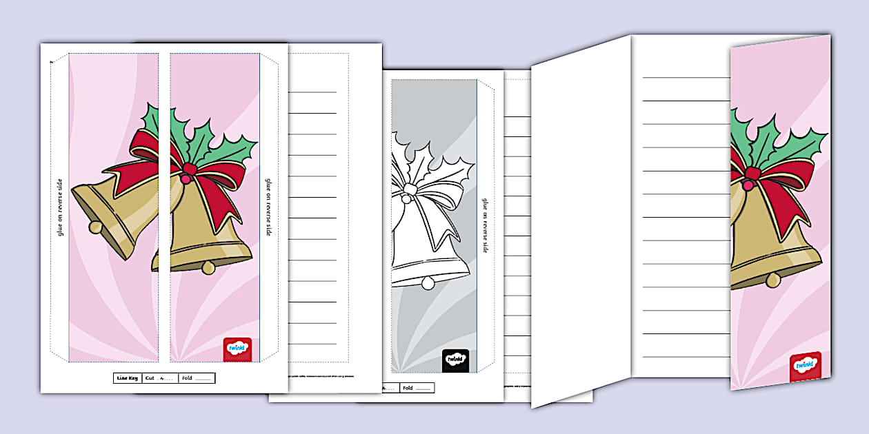 new christmas bells folding writing template twinkl