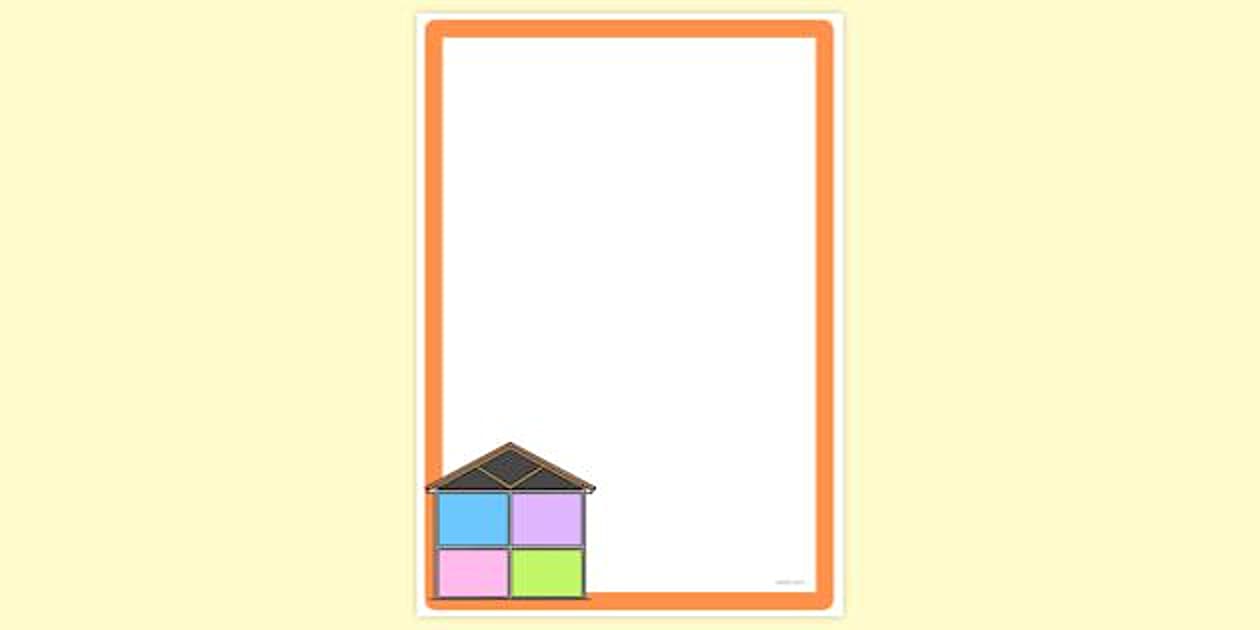 Simple Buildings Border Simple Blank House With 4 Rooms Page Border | Page Borders