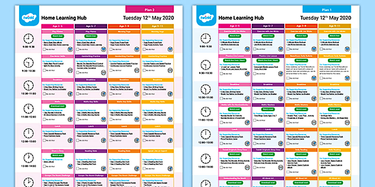 Learning Tuesdays Example Home Learning Hub Daily Plan Tuesday 12th May (teacher made)