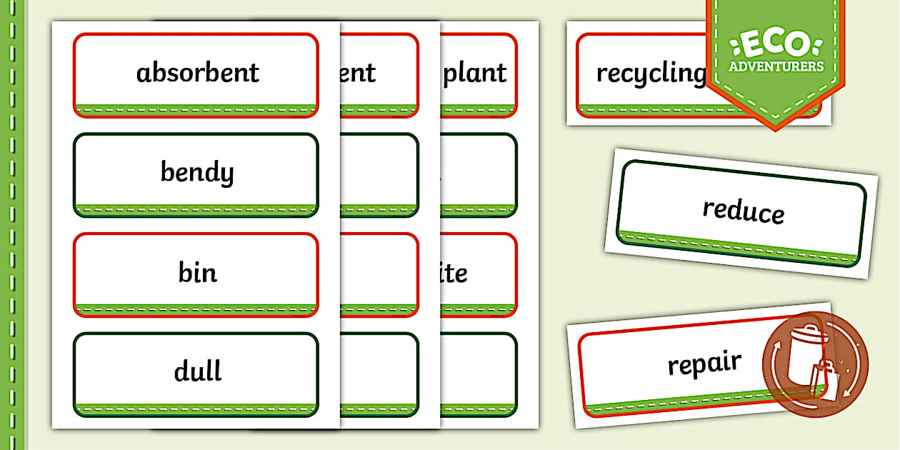 Year 1 Waste: Vocabulary Cards (l'insegnante ha fatto)