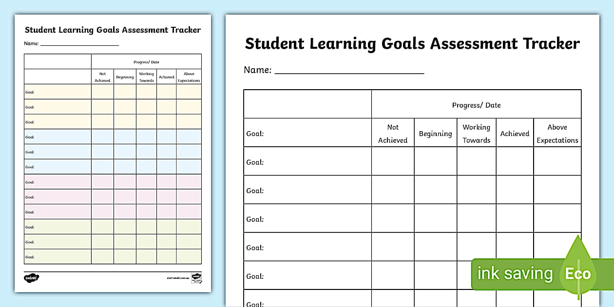 Student Learning Goals Assessment Tracker (Full Page)