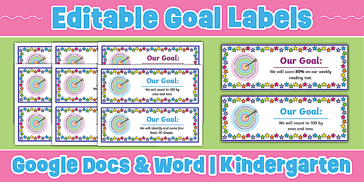 Kindergarten Goals Focus Wall: Editable Goals Labels