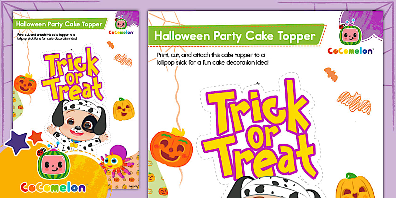 FREE! - CoComelon: Halloween Party Cake Topper - Twinkl