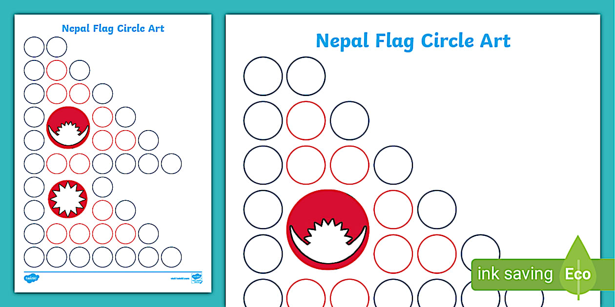 Nepal Flag Circle Art Worksheet | Twinkl | KS1 | Geography