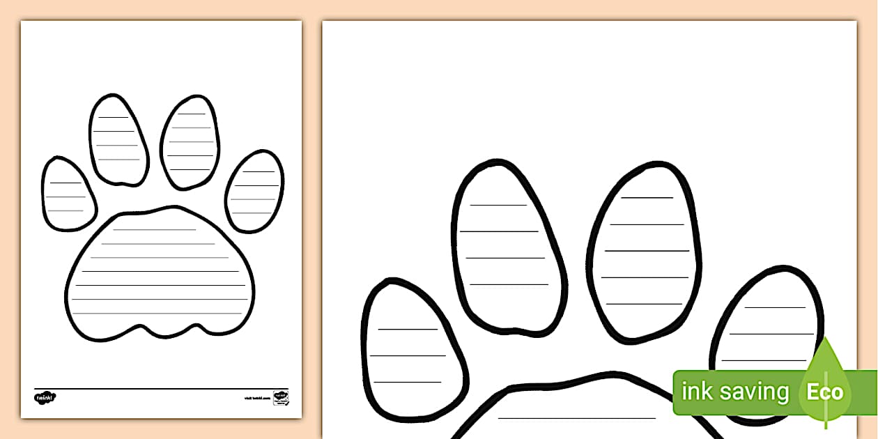 Paw Print Writing Template teacher Made Twinkl paw-print-writing-template-teacher-made-twinkl