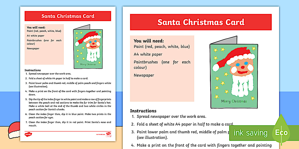 Santa handprint craft. A great activity for EYLF children