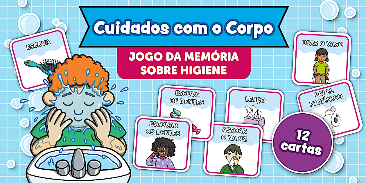 Cartões de Higiene Pessoal para Educação Infantil