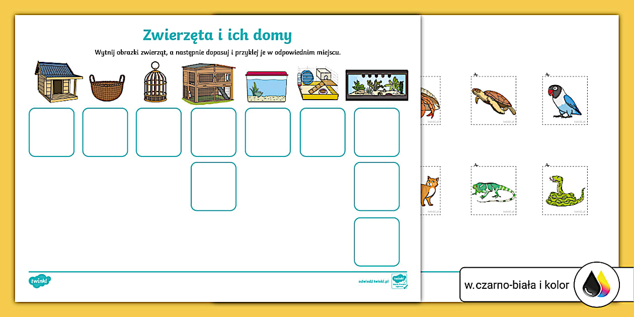 Zwierzęta domowe | Karty pracy do druku | Domy zwierząt