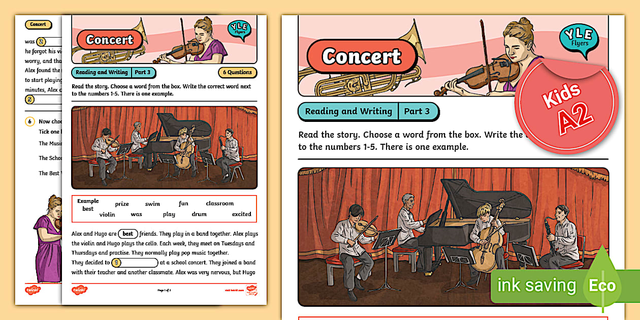 ESL YLE Flyers Reading and Writing Part 3 Worksheet - Twinkl