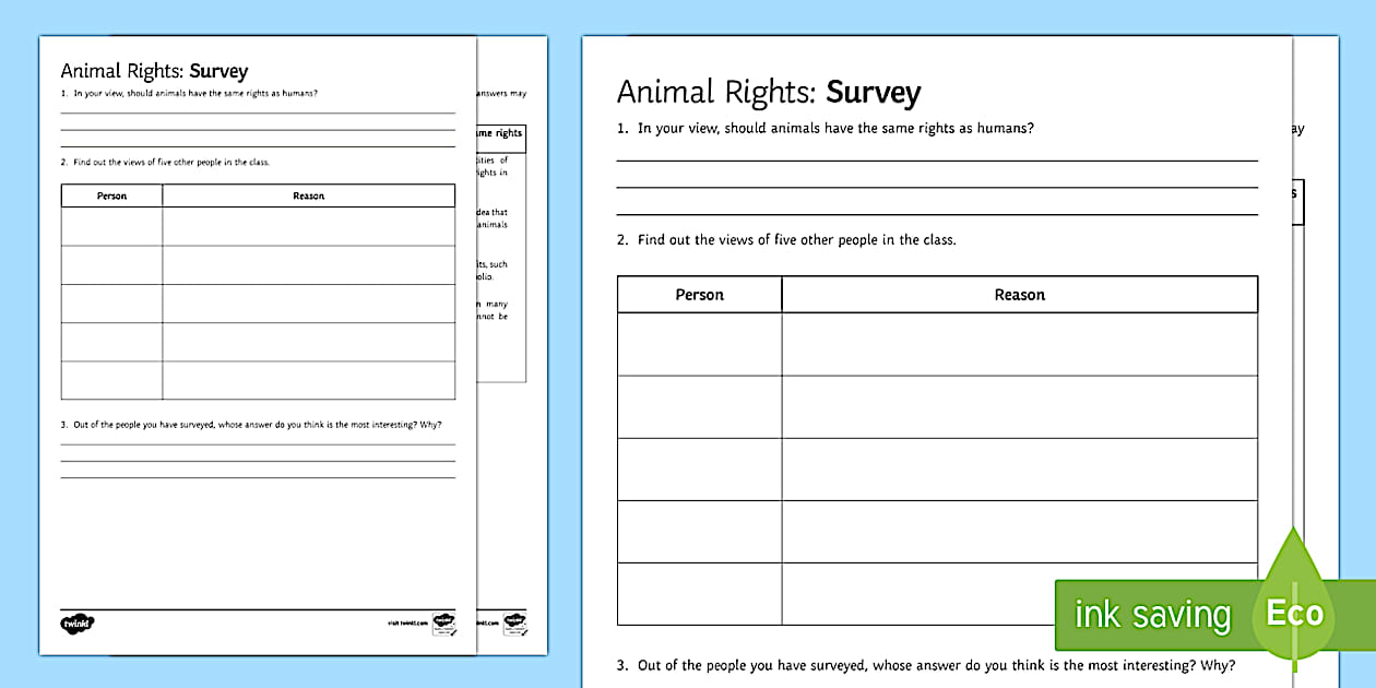 Animal Rights Survey Activity (teacher made) - Twinkl