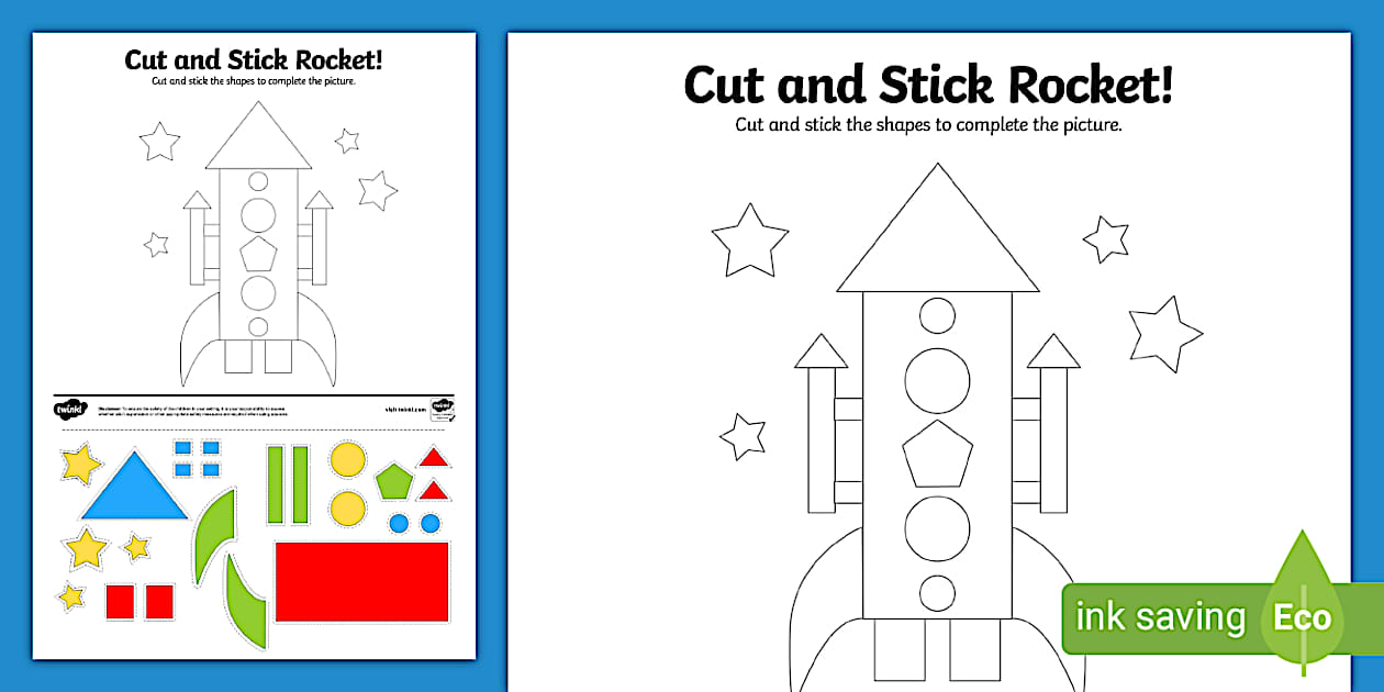 KS1 Colourful Rocket Cut and Stick Activity (teacher made)