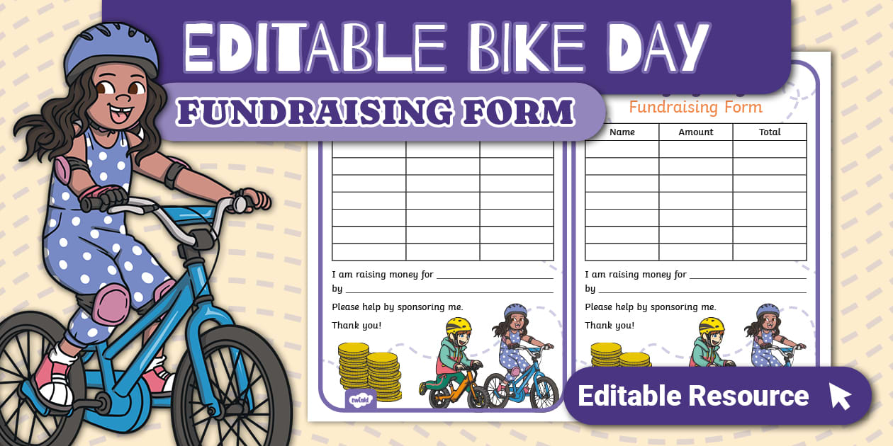 Editable Bike Day Fundraising Form