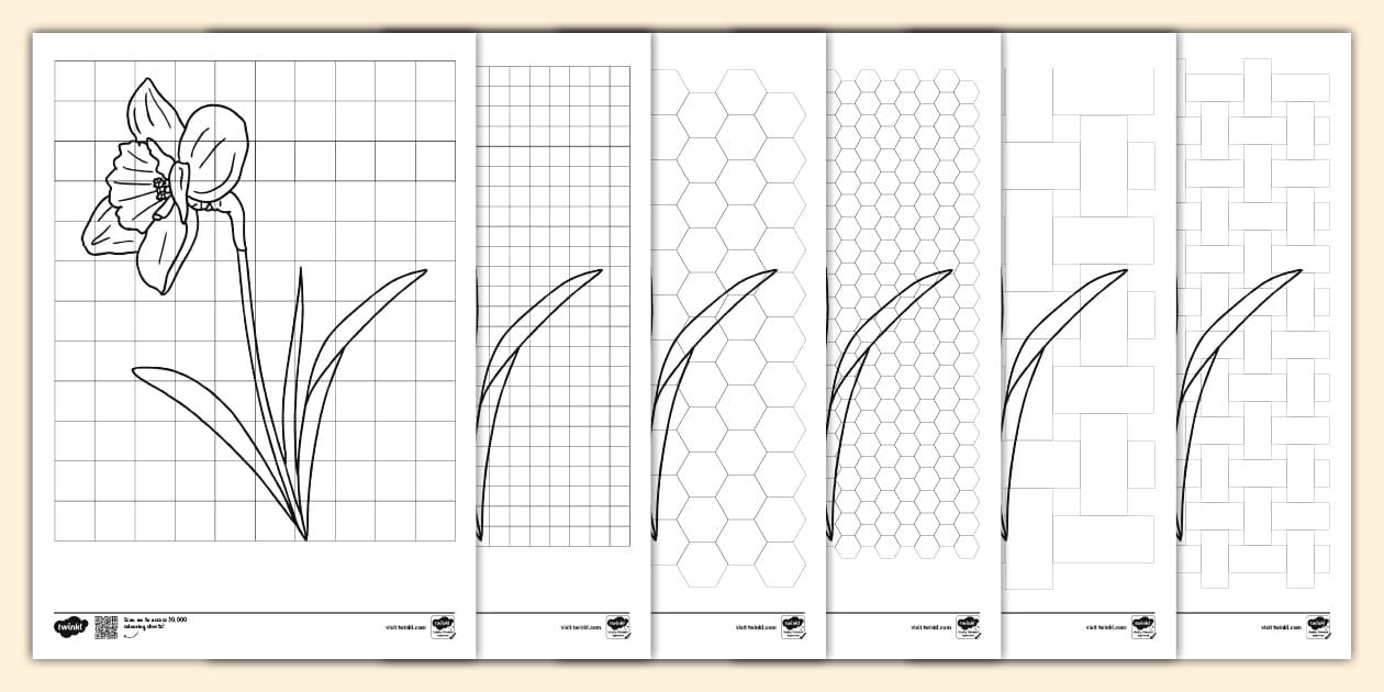 Daffodil Mosaic Colouring Pages - Art Spring (teacher made)
