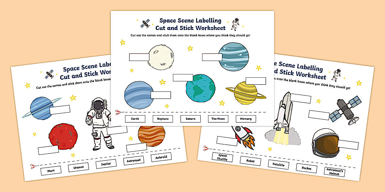 Space Scene Labeling Cut And Stick Worksheet Teacher Made Space Scene Labeling Cut And Stick Worksheet Teacher Made