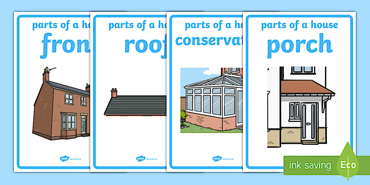 Precursive Parts of a House Display Posters - Twinkl