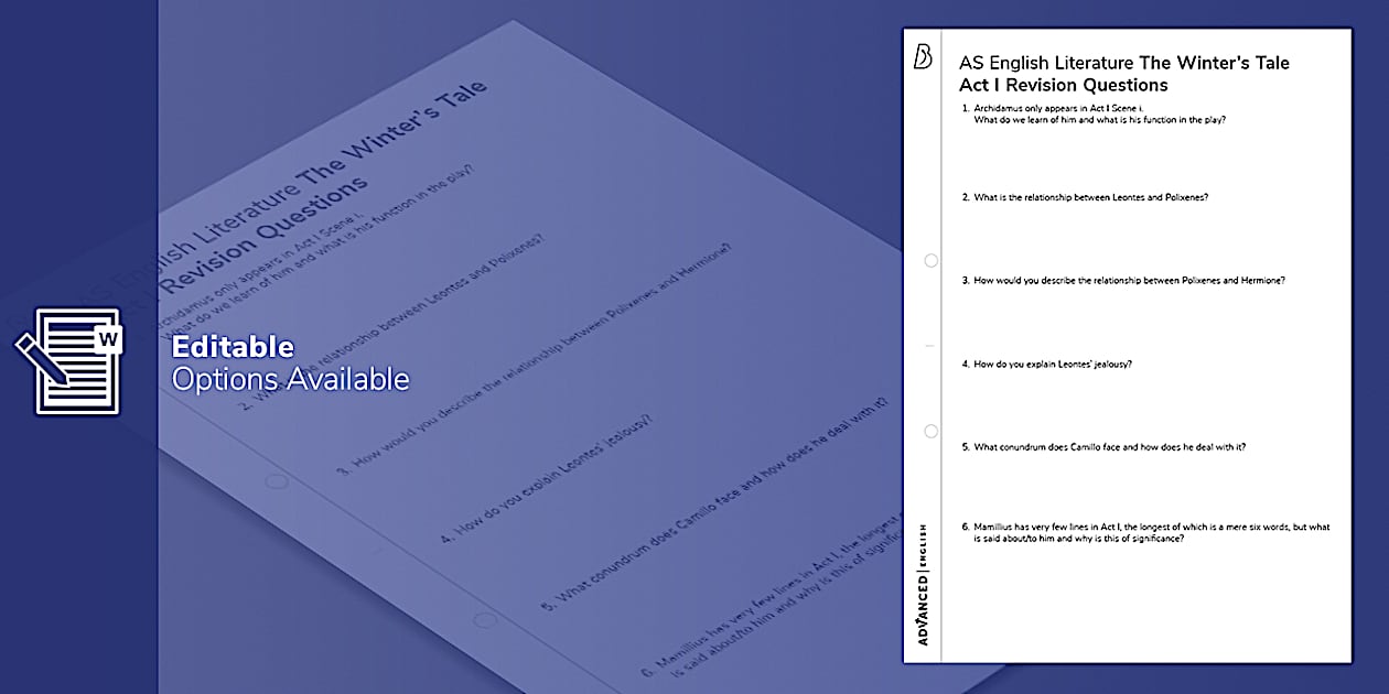 The Winter’s Tale: Act I Revision Questions | Beyond