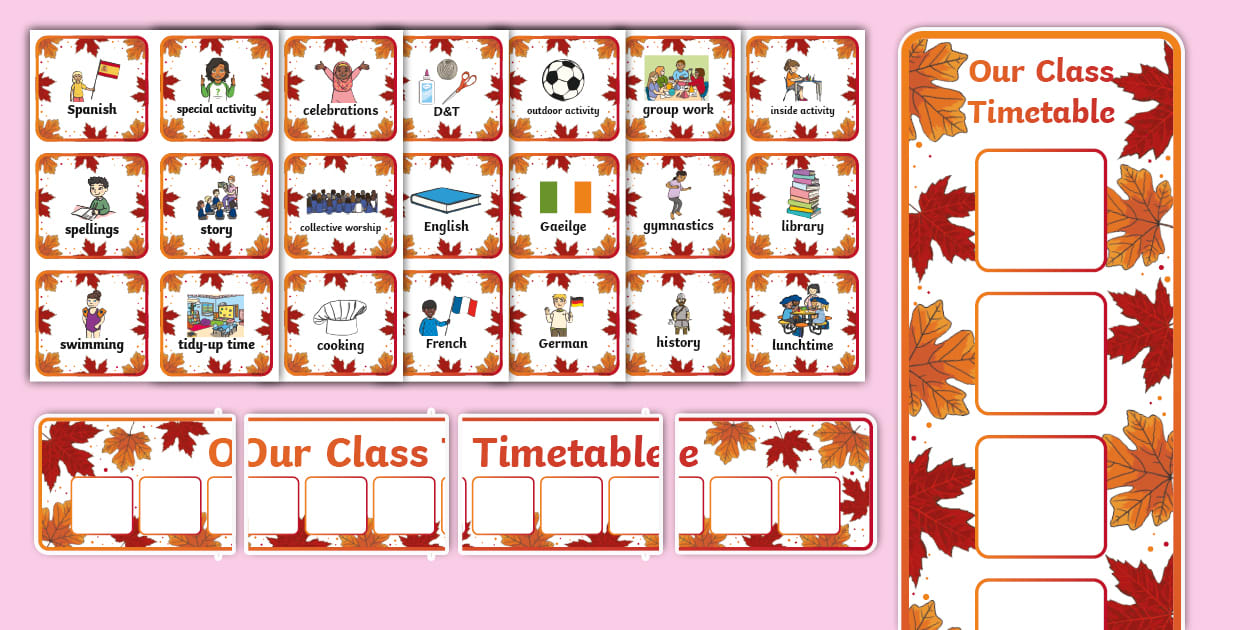 Maple Leaf Themed Visual Timetable Daily Routine Cards