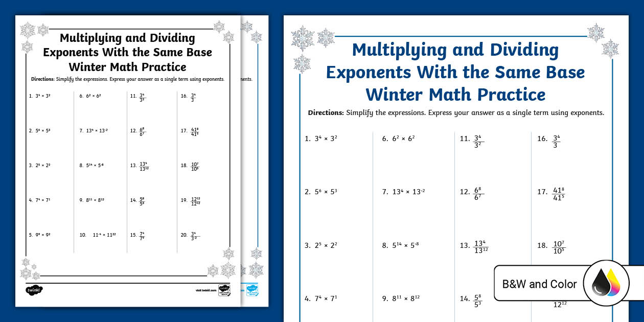8th Gr Multiplying and Dividing Exponents With the Same Base