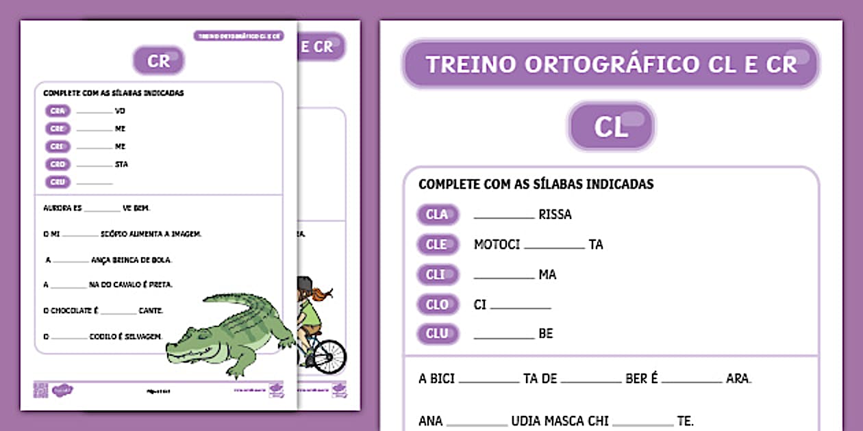Treino ortográfico CL e CR para alunos com dislexia
