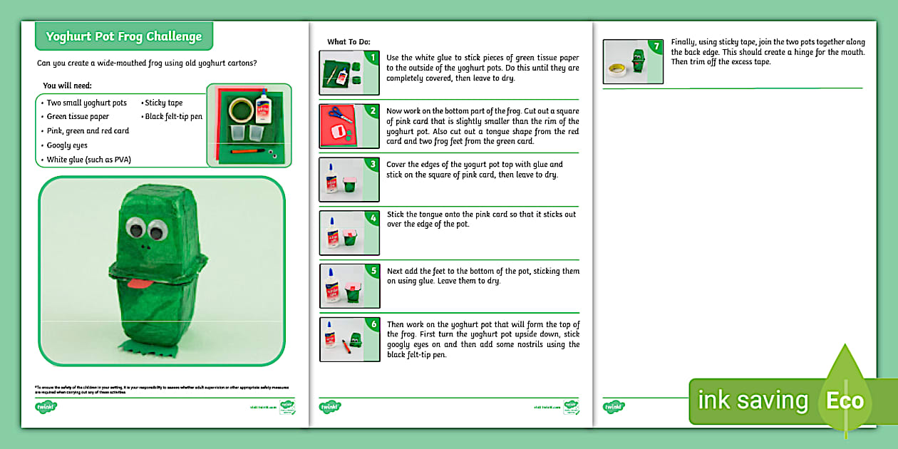 Yoghurt Pot Frog - Yoghurt Pot Craft (teacher made) - Twinkl