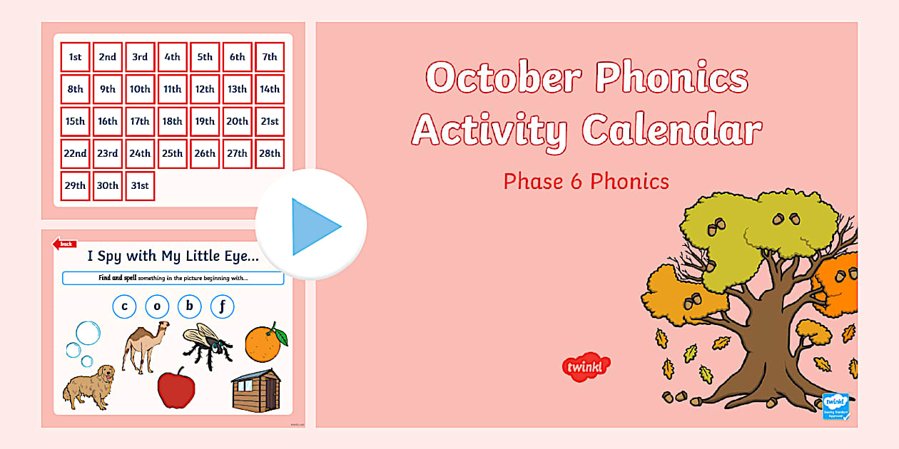 Phase 6 October Phonics Activity Calendar PowerPoint