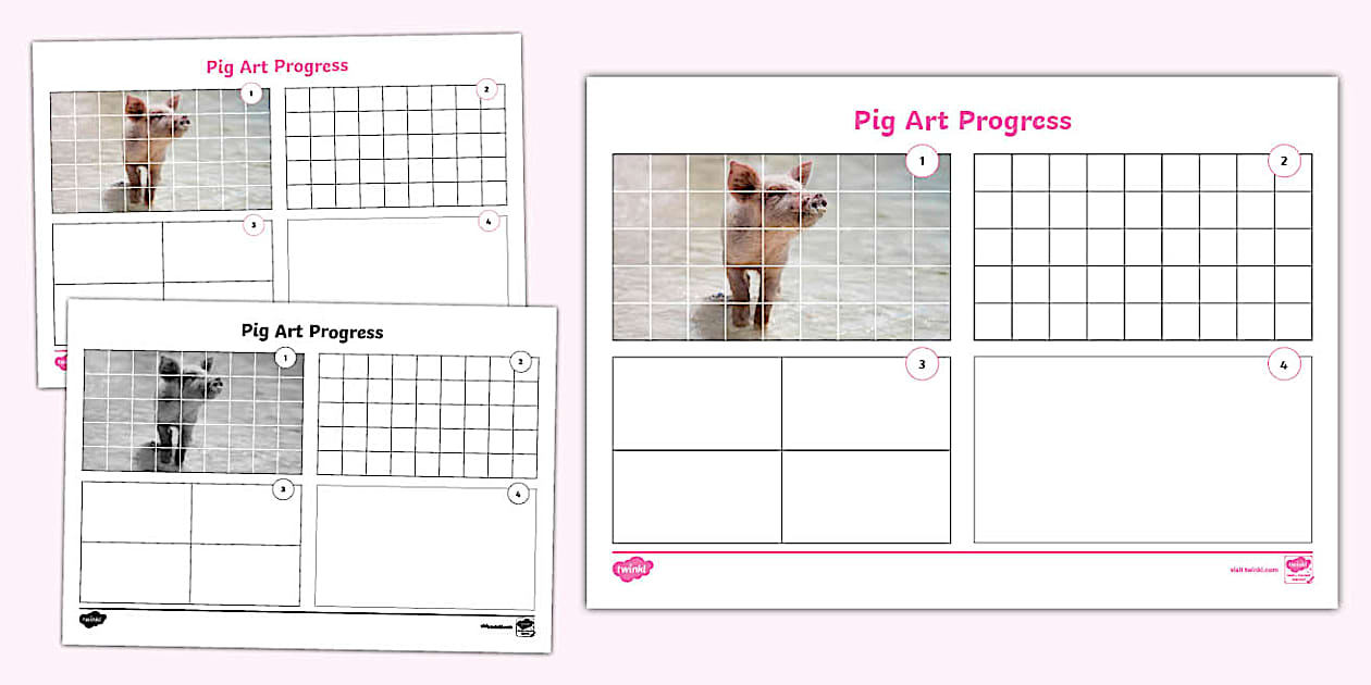 Pig Art Progress Template (teacher made) - Twinkl