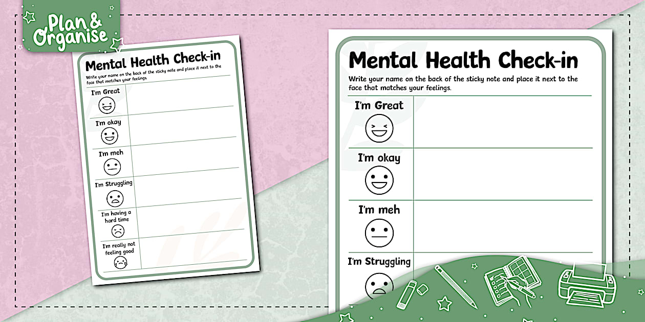 Mental Health Check-in Poster | Therapeutic Classroom | Botanical