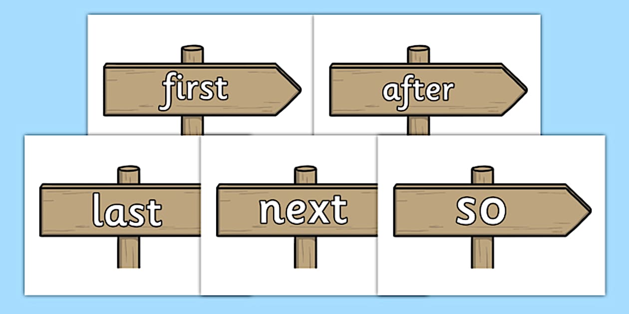 Cursive Connectives on Signposts (teacher made) - Twinkl