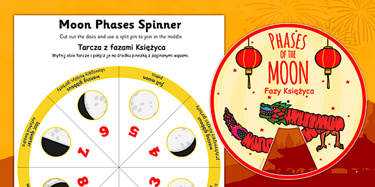Black and White Chinese New Year Themed Phases of the Moon Visual Aid ...
