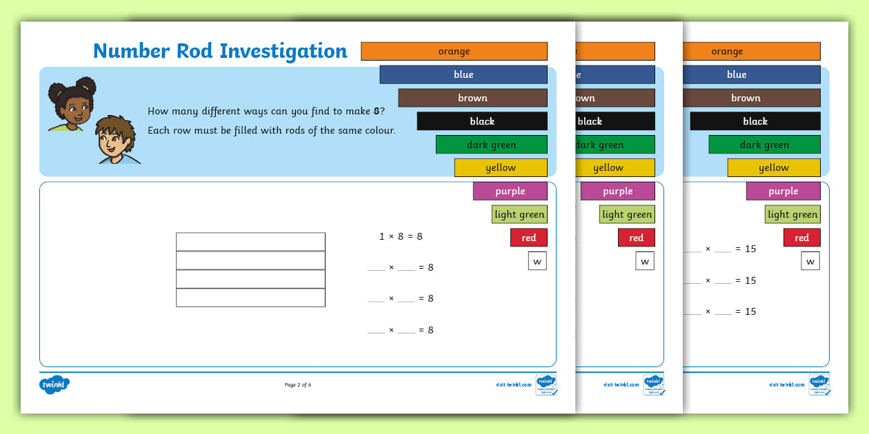 Multiplication Array Number Rod Investigation Worksheet