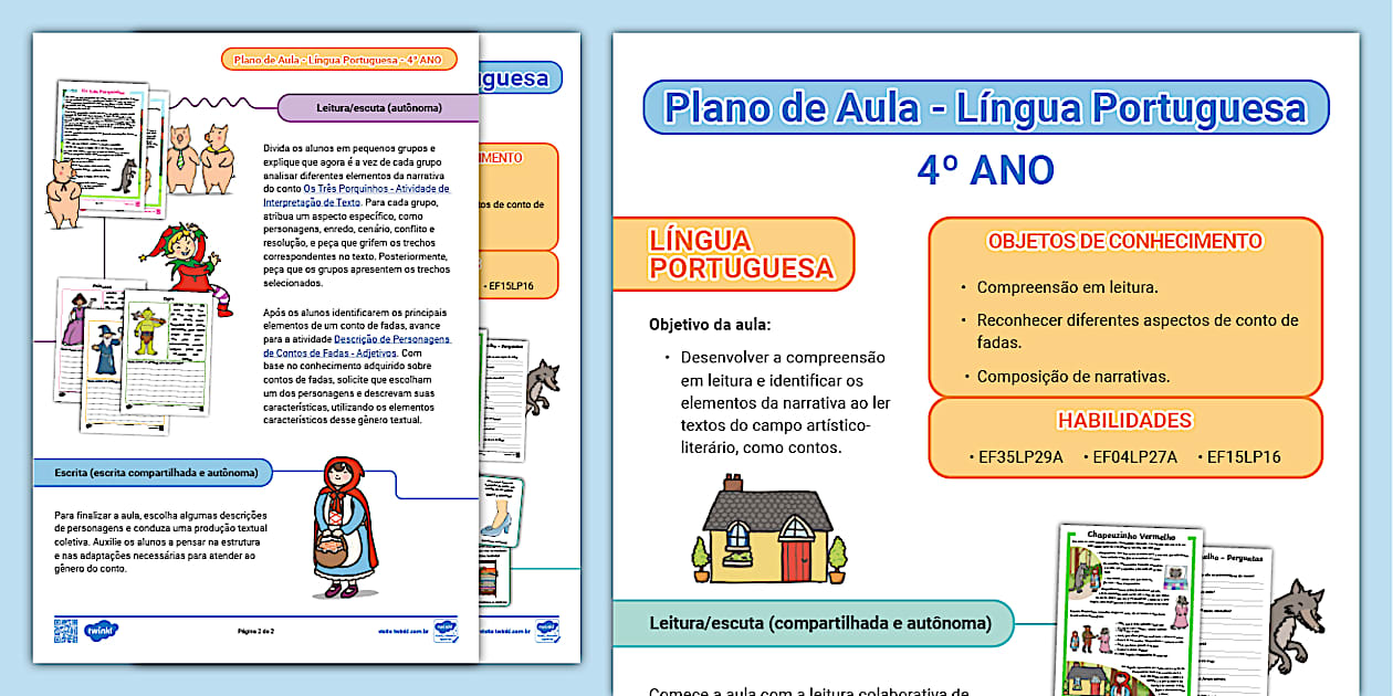 FREE! - Plano de aula 4º ano - Português: Compreensão em leitura