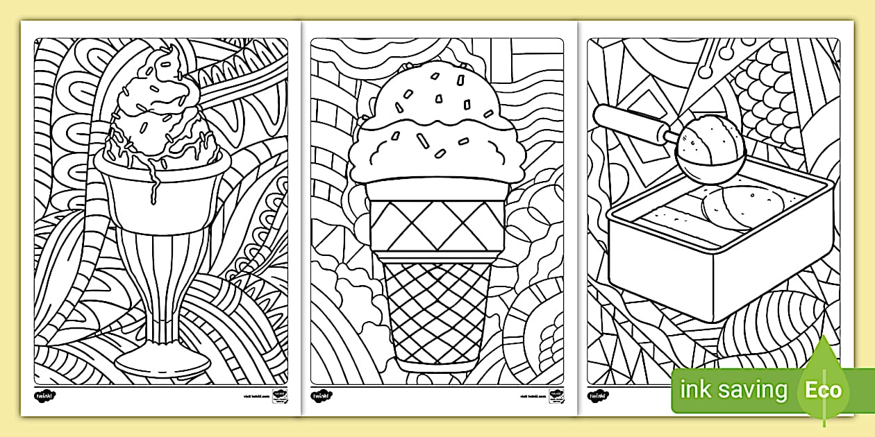 Ice Cream Mindfulness Colouring Page - Twinkl