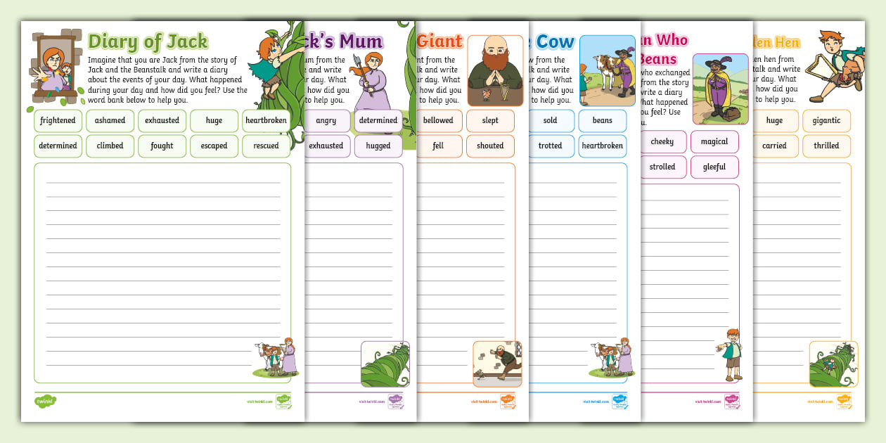 Jack and the Beanstalk Character Diary Template Pack