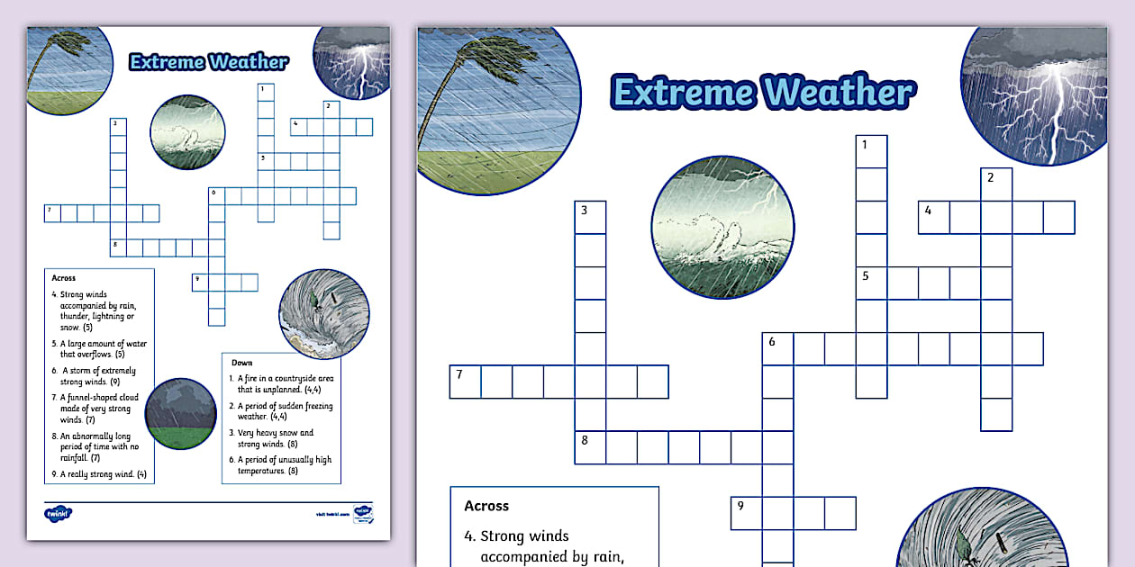 Extreme Weather Crossword KS2 Geography Weather