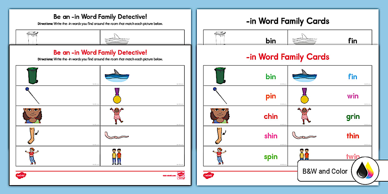 -in Word Family Read and Write the Room Worksheet - Twinkl
