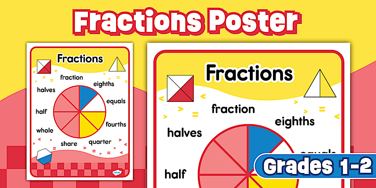Fraction Key Word Poster for 1st-2nd Grade