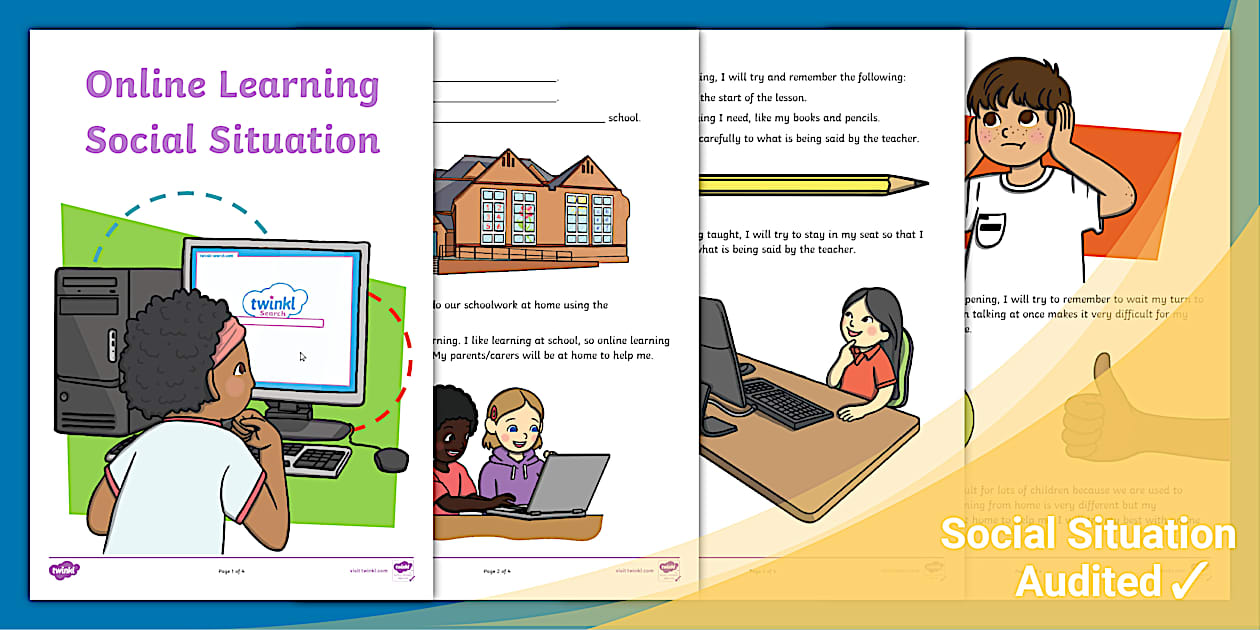 Online Learning Social Situation (teacher made) - Twinkl