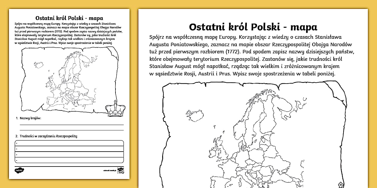 Ostatni król Polski | Zadania | Mapa (teacher made)