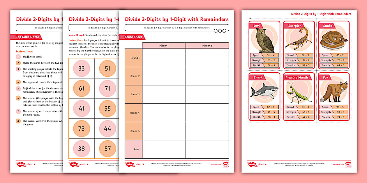 ёясй Divide 2 Digits By 1 Digit With Remainders Maths Activity Sheets ёясй Divide 2 Digits By 1 Digit With Remainders Maths Activity Sheets